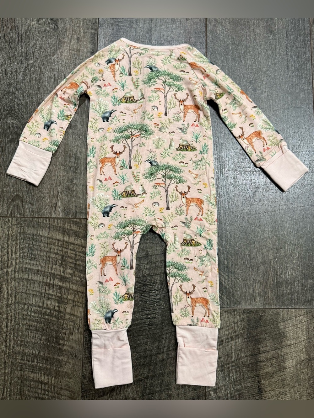 Bamboo Zipper Sleeper “Woodland Forest” Print Baby Girl size 12-18m